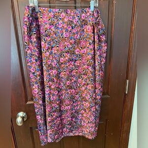 J. Crew Floral Midi Skirt - Pink and Blue